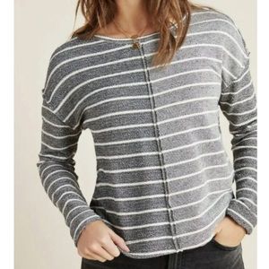 Anthropologie Grey Devin sweatshirt Textured pullover striped top Size Small